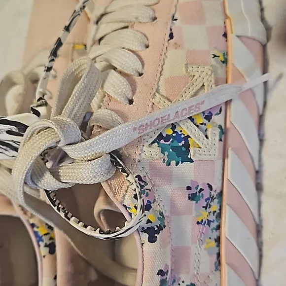 💜 Off White Virgil Abloh Vulcanized Canvas Tennis Checkerd Shoes Sneakers 👟