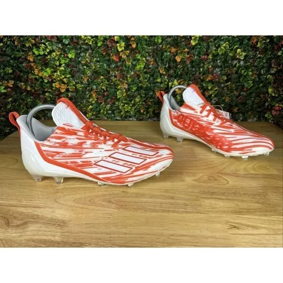 13 Adidas Adizero Primeknit‎ Football Cleats Shoes Orange White Mens 13 NEW NWT