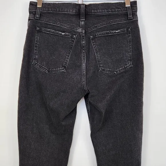 Abercrombie &amp; Fitch Short Skinny High Rise Jean Ripped Knee Raw Hem Black 26 2
