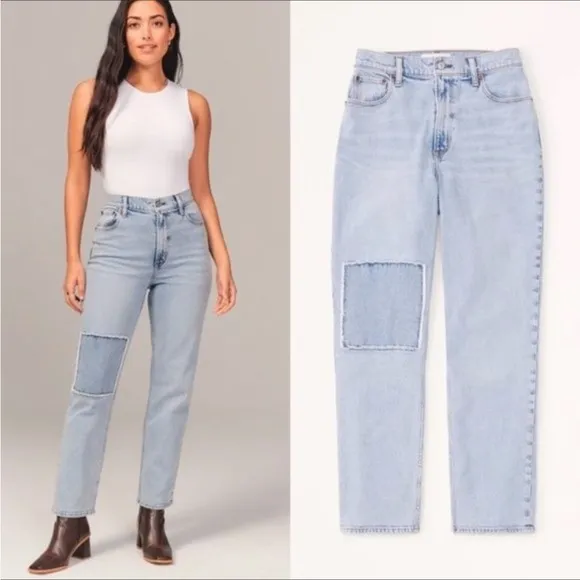 ABERCROMBIE Curve Love Ultra High Rise Ankle Straight Jeans