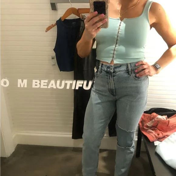 ABERCROMBIE Curve Love Ultra High Rise Ankle Straight Jeans