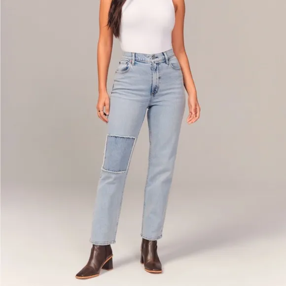 ABERCROMBIE Curve Love Ultra High Rise Ankle Straight Jeans