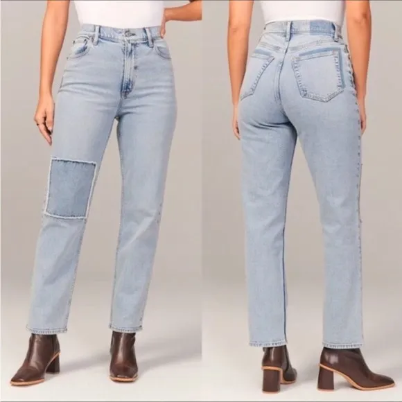 ABERCROMBIE Curve Love Ultra High Rise Ankle Straight Jeans