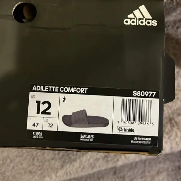 Adidas Adilette Comfort Slides Sandals Shoes new S80977 grey Mens Size 12