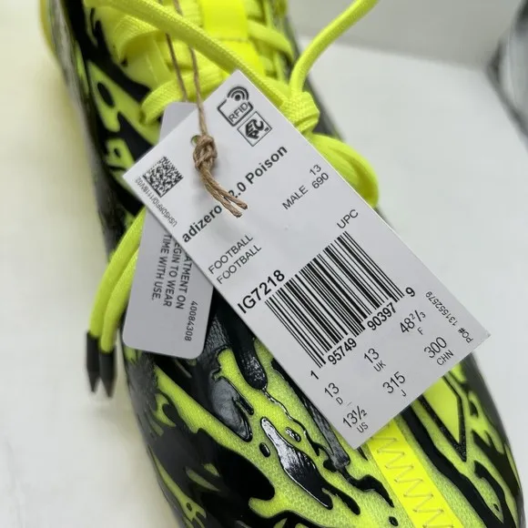 Adidas Adizero 12.0 Poison Cleats Mens 13.5 Shoes Athletic Football Yellow Skull