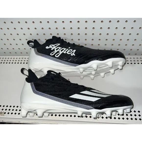 Adidas AdiZero 12.0 Texas A&amp;M PE Mens Football Cleats Size 15 Black White HQ6423