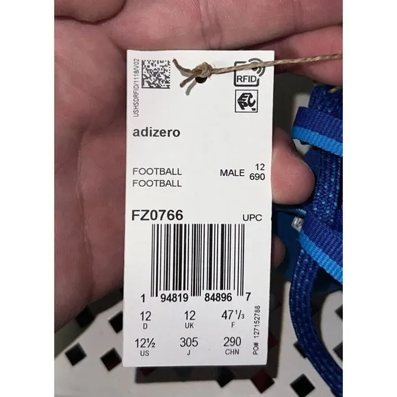Adidas Adizero 2021 Mens Football Cleats Size 12.5 White Blue FZ0766