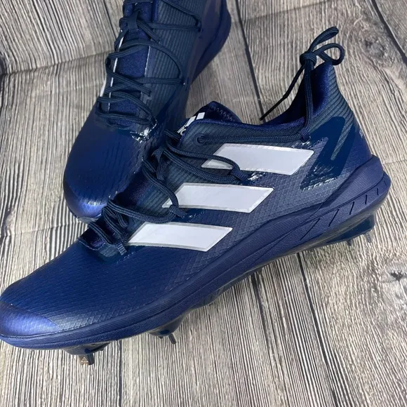Adidas Adizero Afterburner 8 Baseball Cleats Navy Blue/White Mens metal H00978