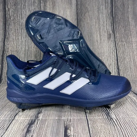 Adidas Adizero Afterburner 8 Baseball Cleats Navy Blue/White Mens metal H00978