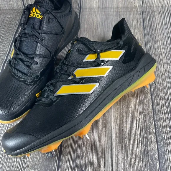 ADIDAS Adizero Afterburner 8 Core Black/Yellow/Silver Baseball Mens H00974