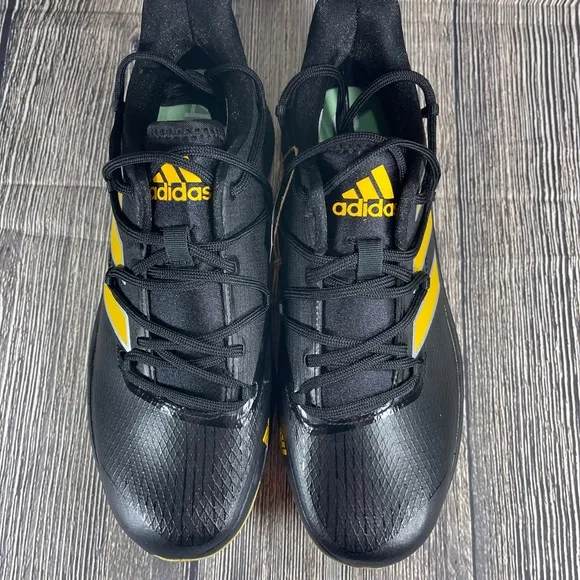 ADIDAS Adizero Afterburner 8 Core Black/Yellow/Silver Baseball Mens H00974