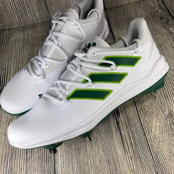 adidas Adizero Afterburner 8 White/Team Dark Green metal baseball Mens H00973