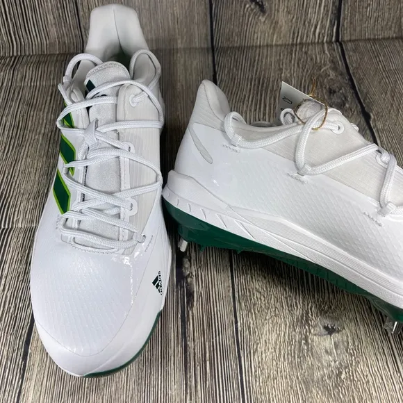 adidas Adizero Afterburner 8 White/Team Dark Green metal baseball Mens H00973