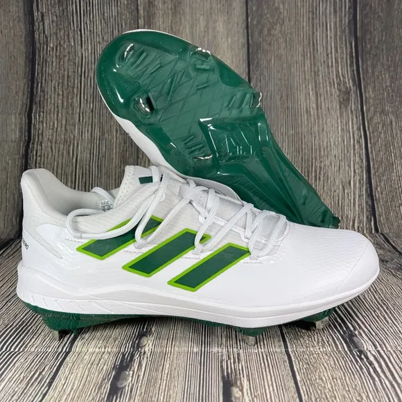 adidas Adizero Afterburner 8 White/Team Dark Green metal baseball Mens H00973