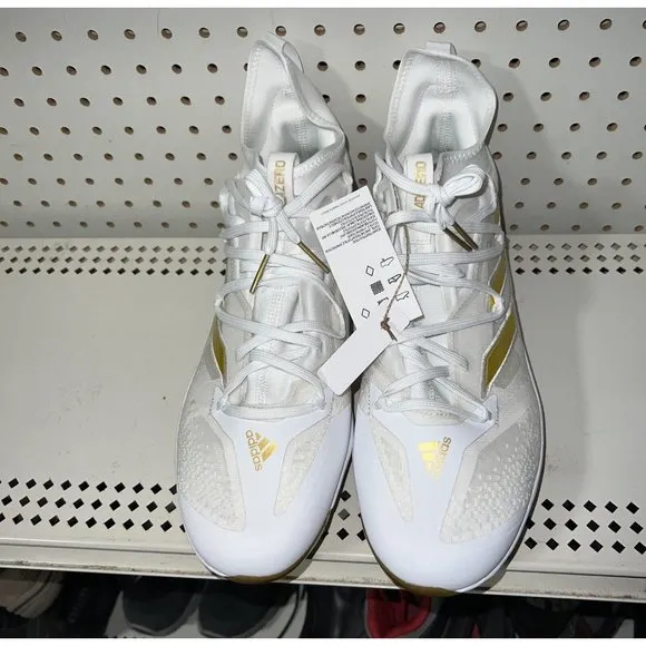 Adidas AdiZero Afterburner NMV TPU Mens Baseball Cleats Size 12 White Gold