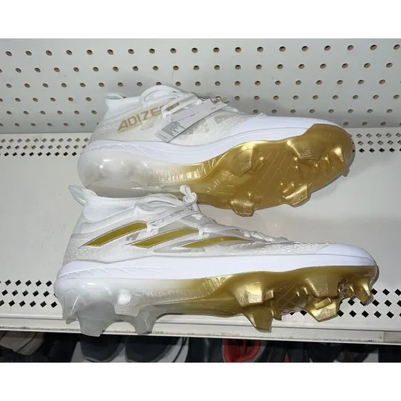 Adidas AdiZero Afterburner NMV TPU Mens Baseball Cleats Size 13 White Gold