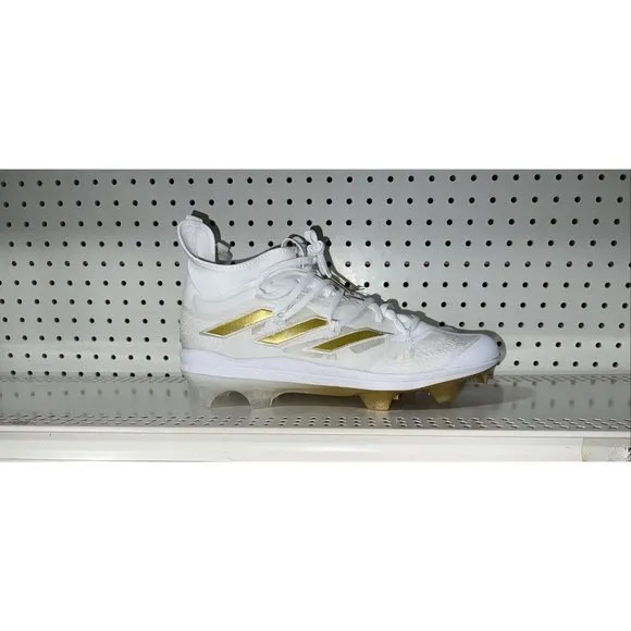 Adidas AdiZero Afterburner NMV TPU Mens Baseball Cleats Size 13 White Gold
