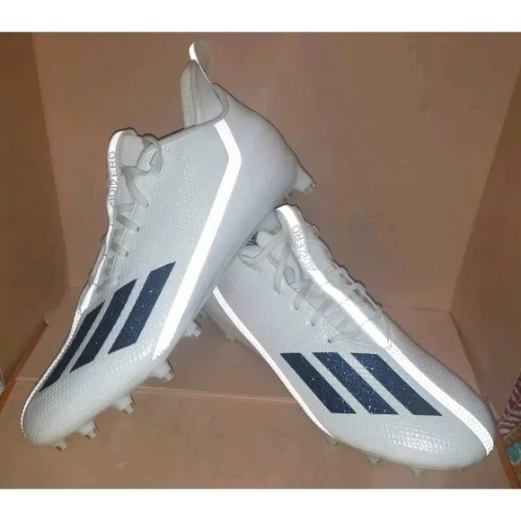ADIDAS ADIZERO FOOTBALL CLEATS MEN'S SIZE 15 WHITE/BLUE HP8756 NEW