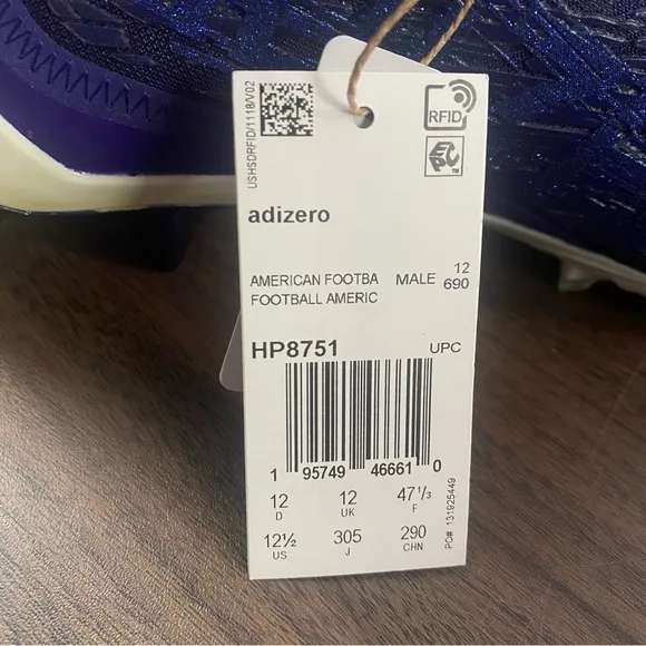 Adidas Adizero Football Cleats Purple White Shoes HP8751 Promo Mens Size 12.5