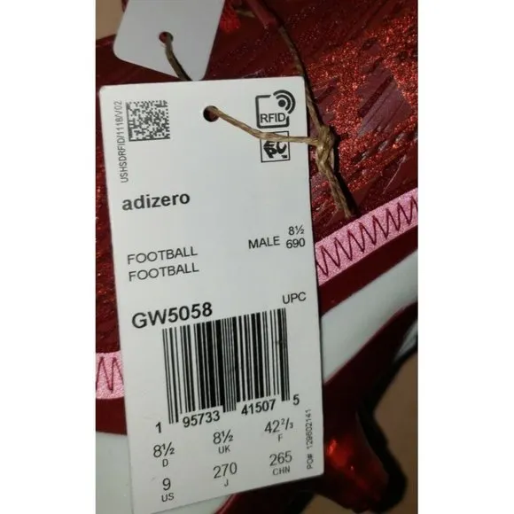 Adidas AdiZero Football Cleats Red GW5058 Men's sizes 9 &amp; 13 NEW