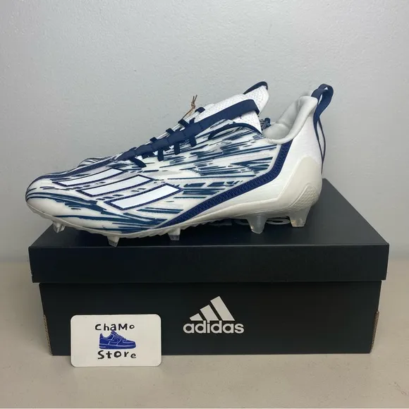 Adidas Adizero Football Cleats White Navy Blue Shoes GZ6912 Men's Sz