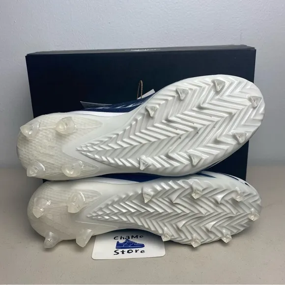 Adidas Adizero Football Cleats White Navy Blue Shoes GZ6912 Men's Sz