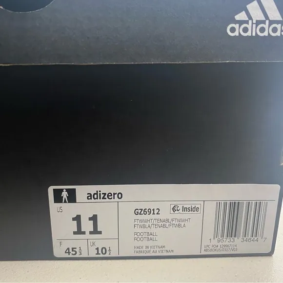 Adidas Adizero Football Cleats White Navy Blue Shoes GZ6912 Men's Sz