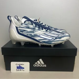 Adidas Adizero Football Cleats White Navy Blue Shoes GZ6912 Men's Sz