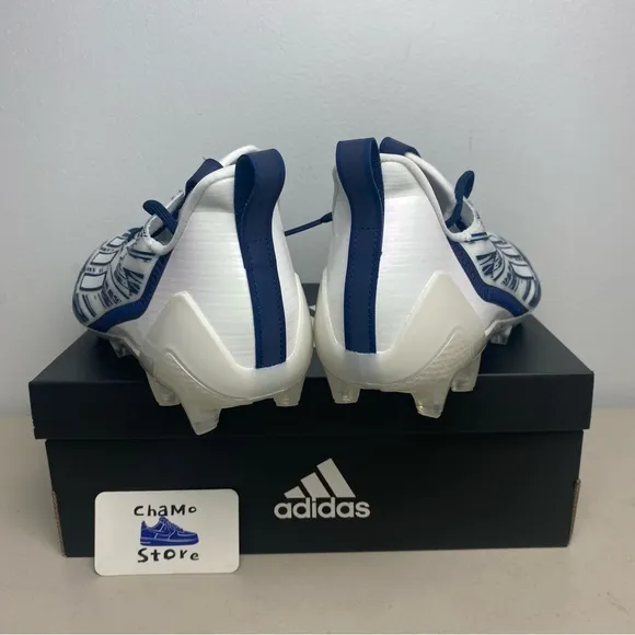 Adidas Adizero Football Cleats White Navy Blue Shoes GZ6912 Men's Sz