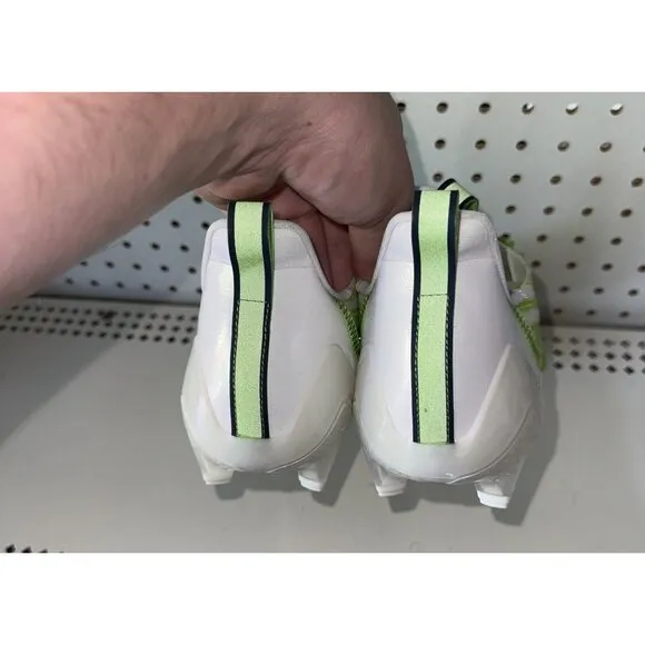 Adidas AdiZero Mens Football Cleats Size 10.5 White Neon Green Blue Seahawks