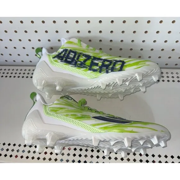 Adidas AdiZero Mens Football Cleats Size 10.5 White Neon Green Blue Seahawks