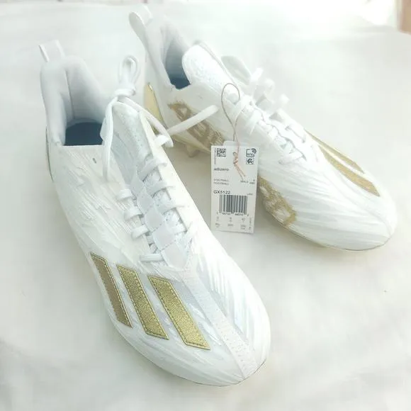 Adidas Adizero Men's Gold White GX5122 US Football Cleats Size 8.5