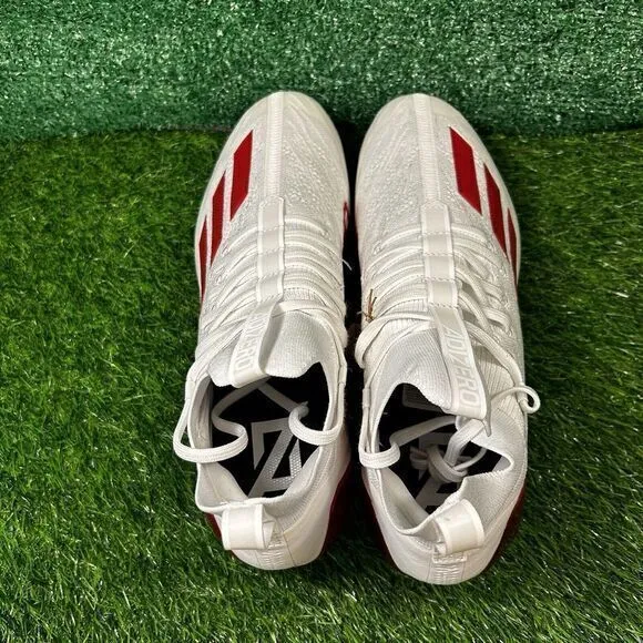 Adidas Adizero Primeknit Mens 13 White Red Shoes Athletic Mid‎ Top Football NEW