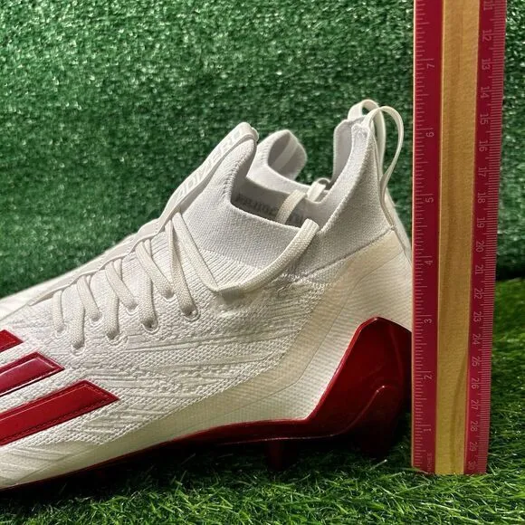 Adidas Adizero Primeknit Mens 13 White Red Shoes Athletic Mid‎ Top Football NEW