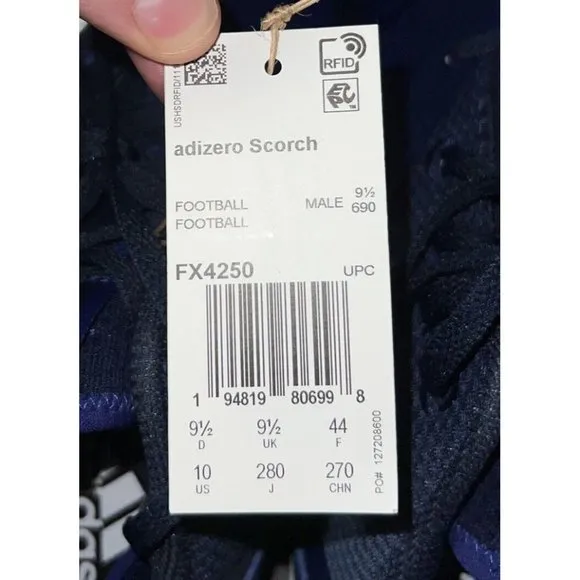 Adidas Adizero Scorch Mens Football Cleats Size 10 Navy Blue White FX4250