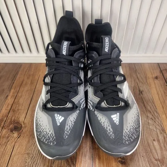 Adidas Adizero Afterburner NWV Mens Sz 8 Black Gray Metal Baseball Cleats GZ4580