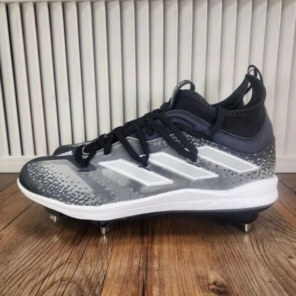Adidas Adizero Afterburner NWV Mens Sz 8 Black Gray Metal Baseball Cleats GZ4580