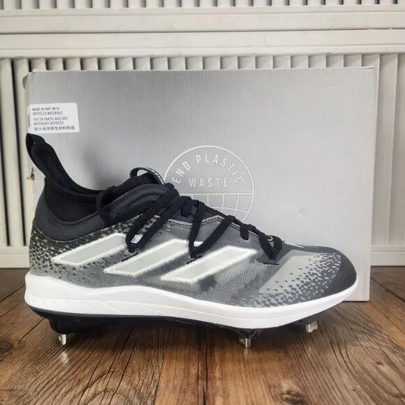 Adidas Adizero Afterburner NWV Mens Sz 8 Black Gray Metal Baseball Cleats GZ4580
