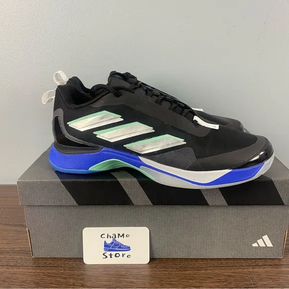 Adidas Avacourt Tennis Pickleball Black Silver Blue Shoes HQ8402 Women's Sz