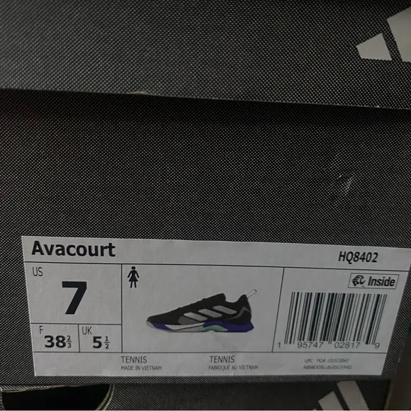 Adidas Avacourt Tennis Pickleball Black Silver Blue Shoes HQ8402 Women's Sz