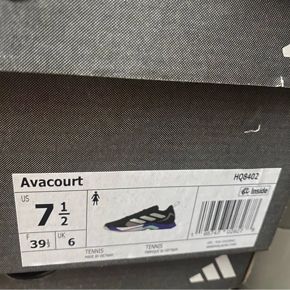 Adidas Avacourt Tennis Pickleball Black Silver Blue Shoes HQ8402 Women's Sz