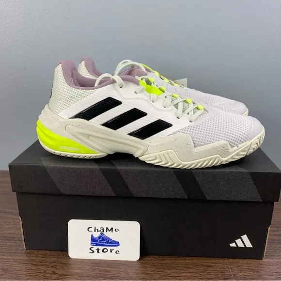 Adidas Barricade 13 White Green Tennis Pickleball Shoes IF0409 Woman’s Sz