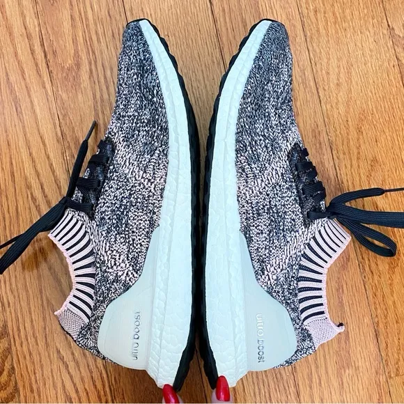 ADIDAS black pink carbon white knit no tongue ULTRABOOST UNCAGED SNEAKERS
