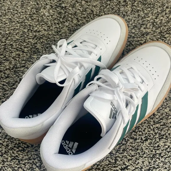 Adidas courtblock sneaker 11 46 green stripes men’s shoes white leather new C