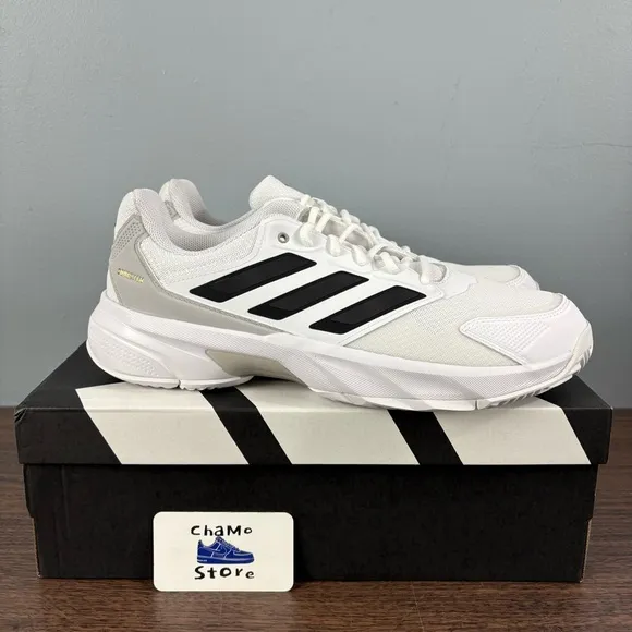 adidas CourtJam Control 3 M Cloud White Core Black Tennis Shoes IF7888 Men Sz 12
