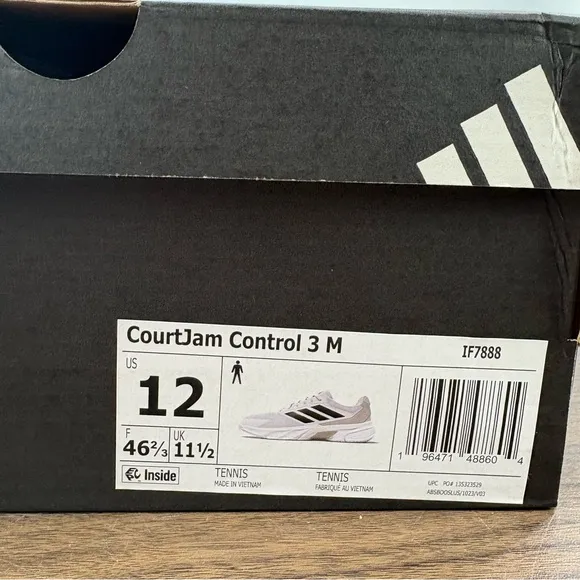 adidas CourtJam Control 3 M Cloud White Core Black Tennis Shoes IF7888 Men Sz 12