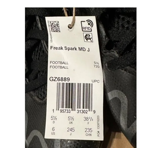 Adidas‎ Freak Spark MD Cleat Unisex Youth Child Kid Football Shoe Size 6 NEW WT