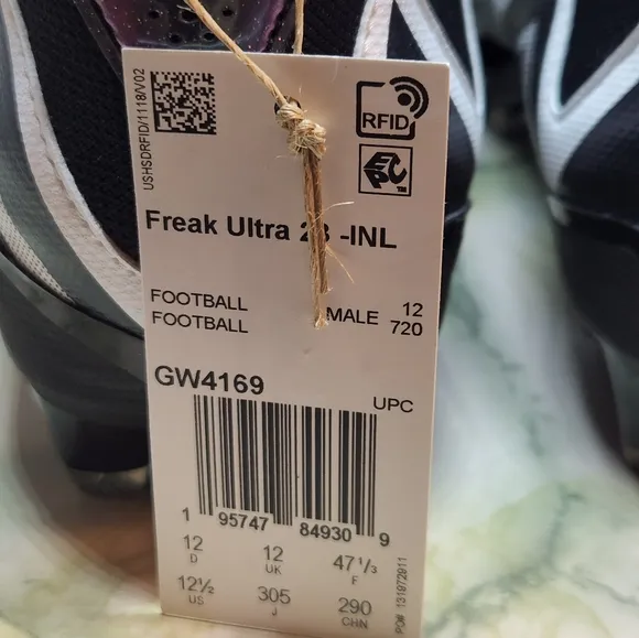 Adidas Freak Ultra Inline Black White Football Cleats  Size 12.5