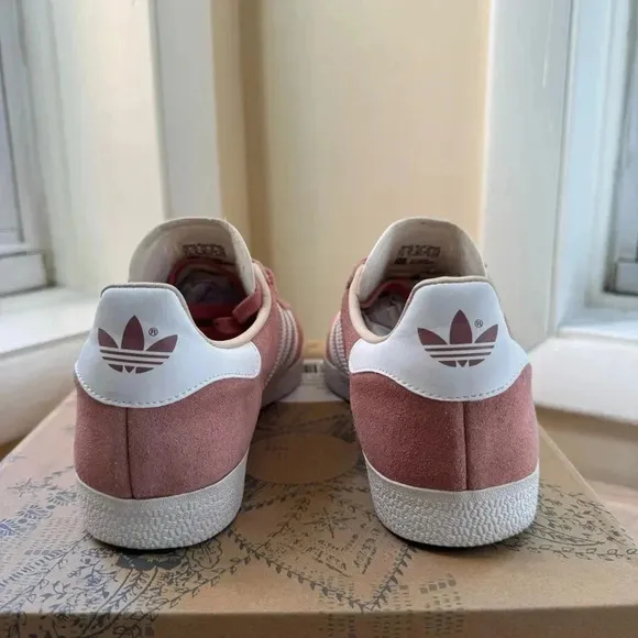Adidas Gazelle Sneakers Shoes Women's Suede Pink White Gold