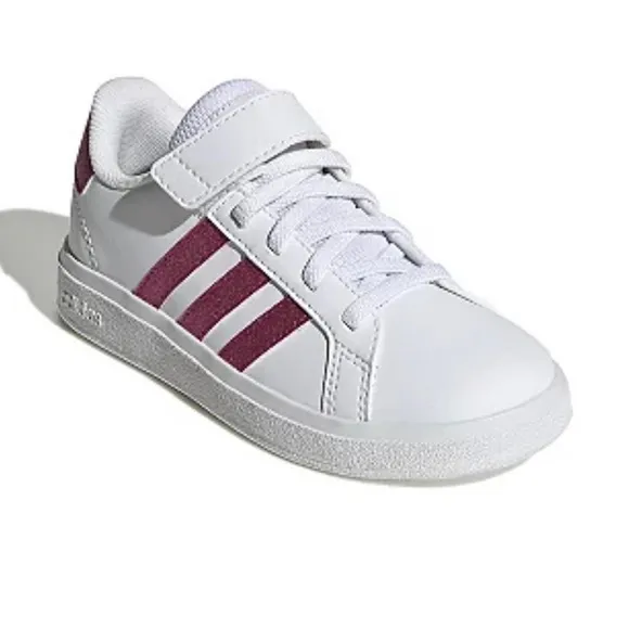 Adidas Grand Court Girls White Pink Magenta Lifestyle Tennis Shoes